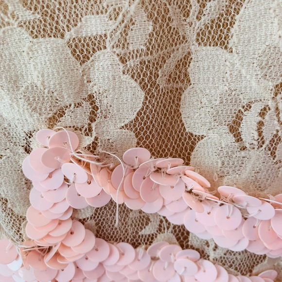6126’s “Blair” Nude Lace Dress with Pink Sequins - Picture 6 of 11